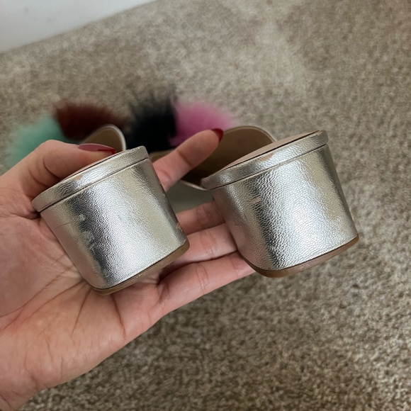 GUC Loeffler Randall Pom Pom Block Heel Mules Sz 7.5 - Picture 10 of 13